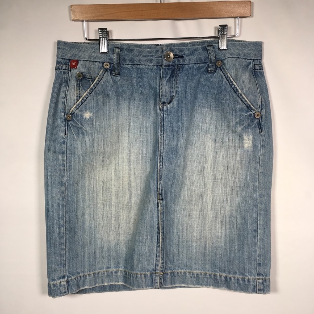 iT jeans Skirt Sz. 27 Blue Stone Wash Distressed